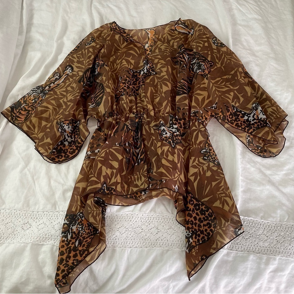 Leopard Safari SMALL Tunic Top Swim Cover-Up Forest Tiger Ocelot